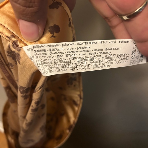 Zara Floral Satin Midi Skirt - copper/brown size M - Picture 7 of 9